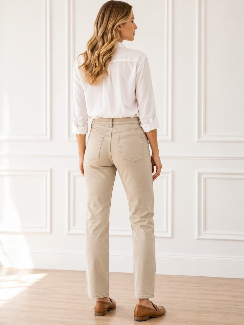 Calvin Klein Jeans Corduroy Straight Leg Pants Size 10 Neutral Stretch Classic - Picture 2 of 9